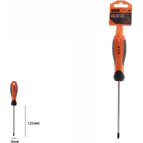 TrAdE Shop Traesio - Cacciavite Giravite Magnetico Punta A Croce 5x125mm Impugnatura Ergonomica 07442 -