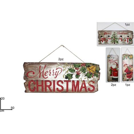 Decorazione Natale Casa Dietroporta in Legno Merry Christmas 50 x 20 cm 3 Decori
