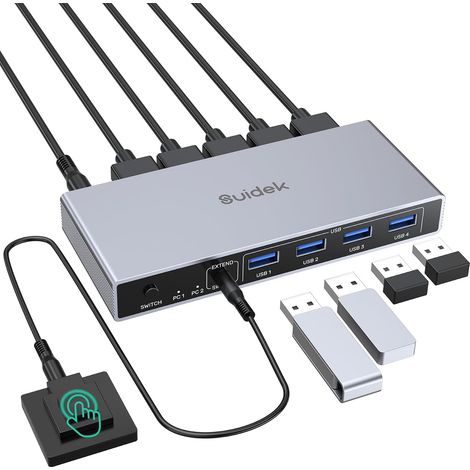 Switch KVM HDMI 2 ordinateurs 1 moniteur, 4K@60Hz KVM 2 PC 1 Monitor (1/5)