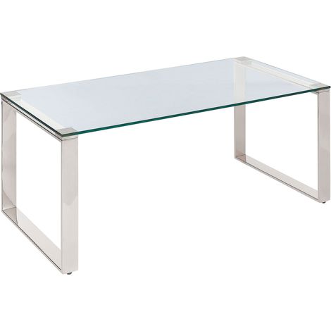 Coffee Table TILON Tempered Glass Silver