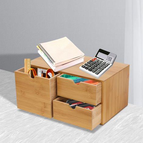 Organizer da scrivania in legno, mini cassetti da scrivania, organizer da scrivania (3 cassetti)