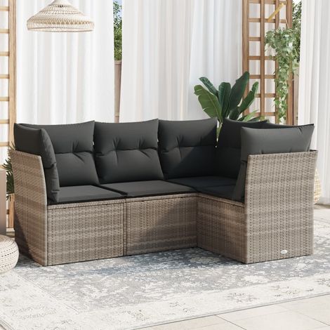 vidaXL Set Divano da Giardino 4pz con Cuscini Grigio Chiaro (1/3)