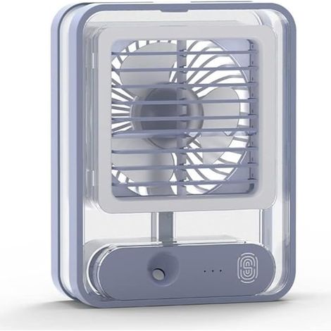 Ventilateur de bureau à refroidissement liquide USB ABS 3 vitesses, pales spirales 3D, petit climatiseur-bleu (1/5)