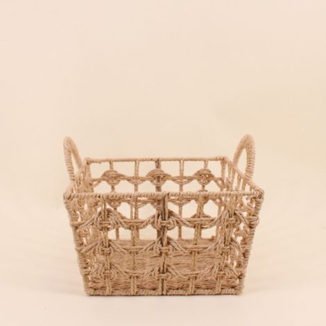 Panier tressé naturel avec poignées 30x30cm