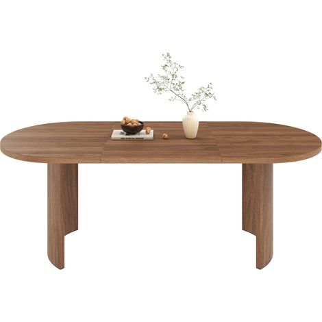 Tavolo da pranzo 200x90x75 cm in MDF noce con piano arrotondato - MEUBLIV (1/5)