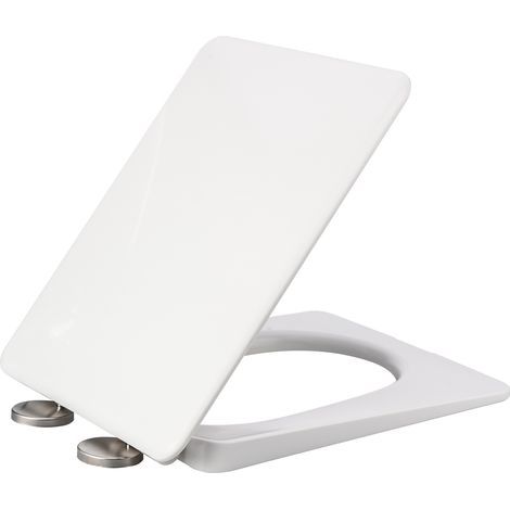 Couvercle de siège de toilette carré de remplacement en PP, facile à installer, universel pour la maison et la salle de bain, largeur 35cm, longueur 42- 49cm (1/5)