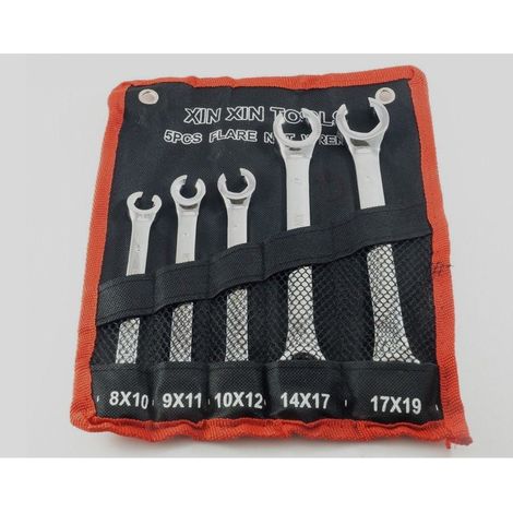 TrAdE Shop Traesio - Set 5 Chiavi Esagonali Aperte Raccordi Tubi Freni 8x10 9x11 10x12 14x17 17x19 -