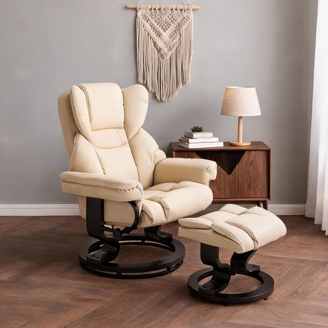 Fauteuil relax coloris cream blanc en bois 80 x 79 x 100 cm (1/5)