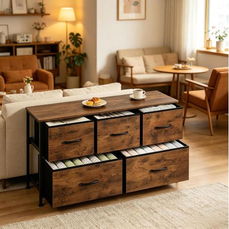 Commode 5 tiroirs vintage 100 cm métal OKMYHOME (1/5)