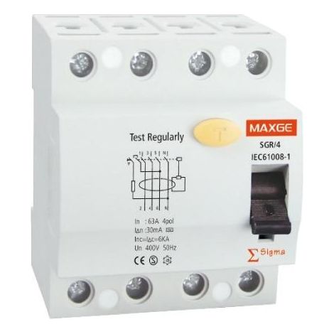 Interruptor Diferencial Industrial Superinmunizado 4P 30mA 25-40A 10kA Clase A MAXGE 40 A