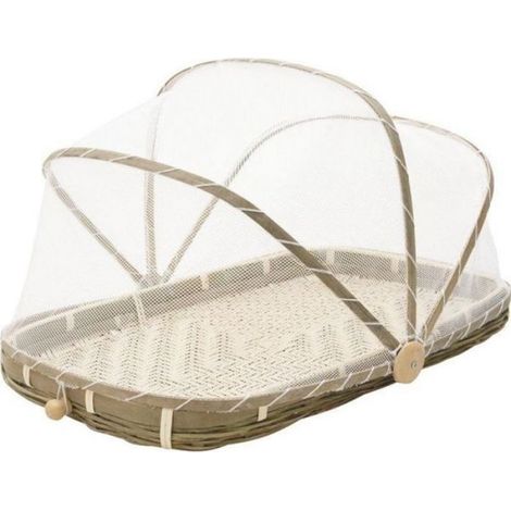 Plateau en bambou avec cloche en filet synthétique Longueur 45cm (1/5)