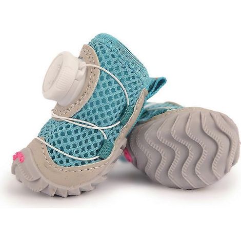 Bottes tout-terrain antidérapantes pour chien avec réglage par roue, bottes en fourrure résistantes à l'eau et respirantes pour protéger les pattes (bleues)
