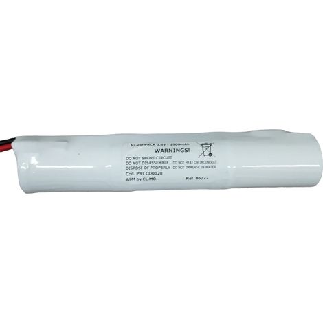 Pacco Batteria per lampade d'emergenza Ni-Cd 3,6V 1500mAh, 3 x Size SC, Alta Temperatura