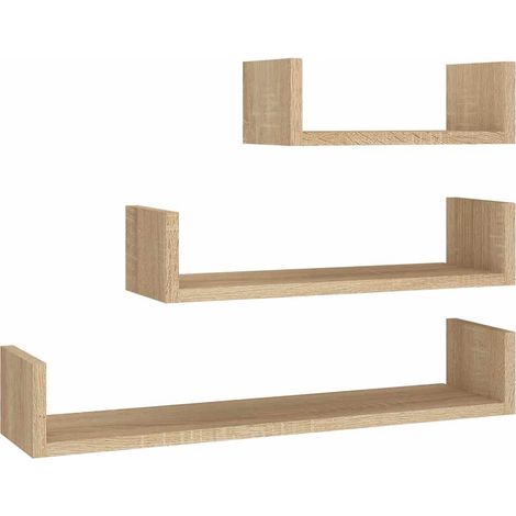 Maison Exclusive - Wandregal 3 Stk. Sonoma-Eiche Holzwerkstoff (1/5)