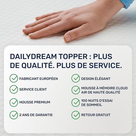 Mattress Topper 140 x 190 cm, Memory Foam Mattress Topper 5 cm Thick Model M, for Mattress, Sofa or Camp Bed, Mattress Topper for Adults, Memory Foam Mattress Topper (1/3)