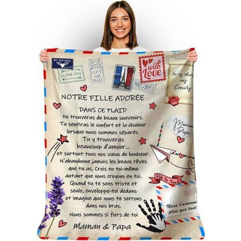 Plaid personnalisé Doux Polaire pour Offrir à sa Fille Idée Cadeau Insolite Original utile pour 130 X SIGNé PAR MAMAN PA COUVERTURE (1/5)