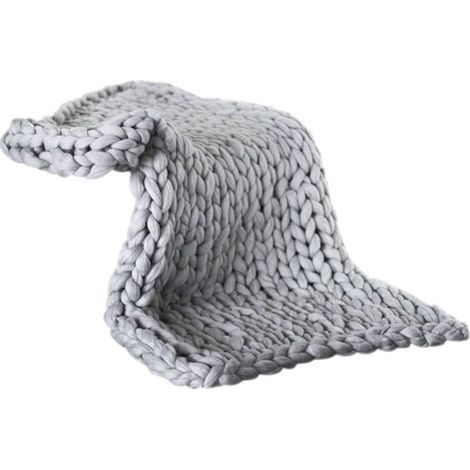Manta de punto gruesa y cómoda, hecha a mano con hilo, ideal para cama de mascota, silla, sofá, decoración del hogar o como regalo, de 50 x 50 cm. (1/5)