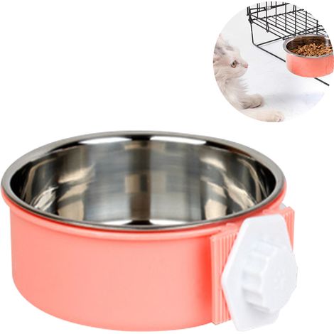 Gamelle pour animaux de compagnie, gamelle suspendue en acier inoxydable pour chiens, perroquets et oiseaux. Accessoire pour cages et caisses. (1/5)