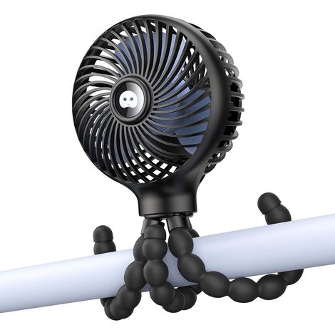 Ventilateur USB (piles non incluses), mini ventilateur silencieux, ventilateur pour poussette, avec trépied flexible, portable, 3 vitesses réglables, pour le camping, le bureau, le sport, les voyages, (1/5)
