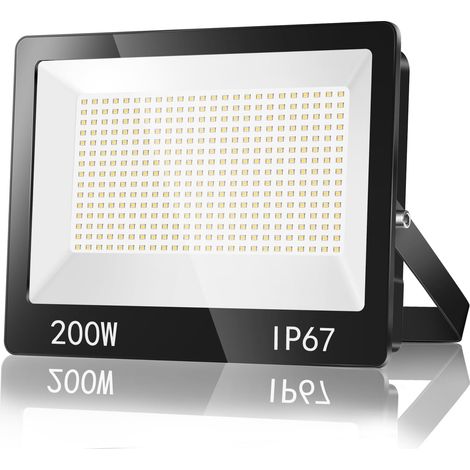 Projecteur LED Exterieur 200W, IP67 Imperméable Spot LED Extérieur Avec Transformateur, 20000LM 6500K Blanc Froid Eclairage de SécuritéD Pour Terrasse, Jardin, Garage, Usine, Stade