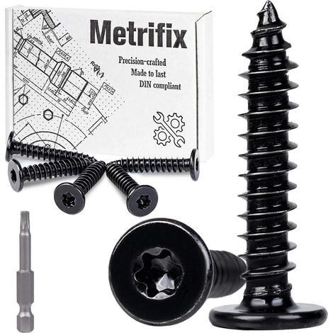 40 Pièces Vis Bois Inox Torx M5 x 40 mm Vis Bois Tete Plate Noir (1/5)