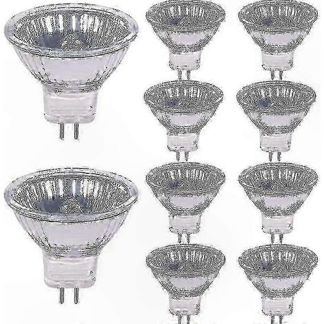 Lot de 10 ampoules halogènes GU4 à intensité variable, 20 W, 12 V, blanc chaud 2800 K, pour l'éclairage domestique (1/4)