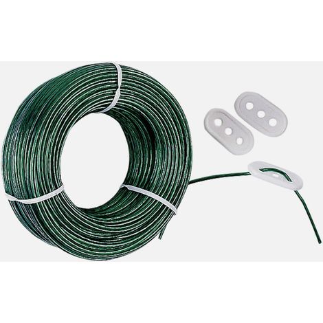 Corderies Tournonaises – Corde à linge en bobine 60m – Acier plastifié résistant – 3 tendeurs inclus pour installation facile – Séchage extérieur efficace