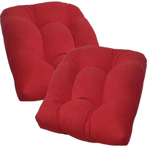 LYERCW - Lot de 2 coussins de siège capitonnés en forme de U, épais, confortables, résistants à l'abrasion et antidérapants, pour la cuisine, la salle à manger ou le bureau (rouge)