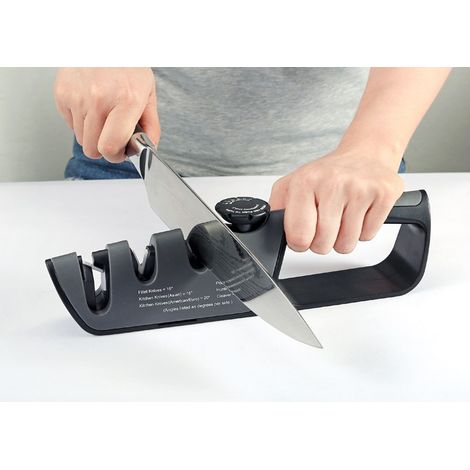BRAVIX Aiguiseur Couteaux Professionnel à 3 Niveaux - Eguiseur de Couteau Japonais avec Poignée à Angle Réglable