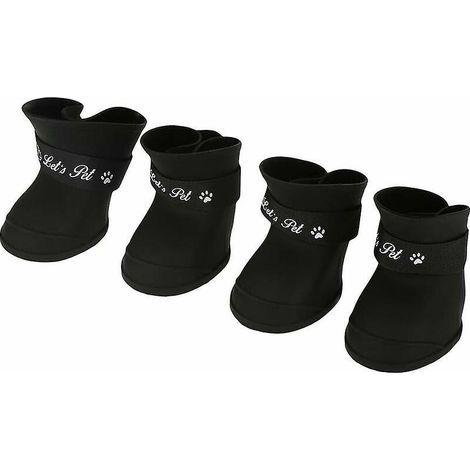 (l/noir) 4pcs Small Pet Waterproof Silicone Socks Chaussettes Pour Chien Chaussures Pour Chien