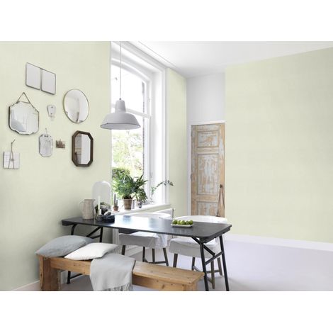 Papier peint non tissé aspect textile Florentine IV - Papier peint moderne en vinyle uni vert pour une ambiance fraîche - Robuste et lavable - 10,05 m x 0,53 m