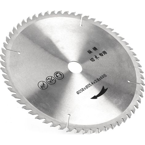 Disque de coupe en acier allié pour scie circulaire, 250 x 25,4 x 3,0 x 60 dents (1/5)