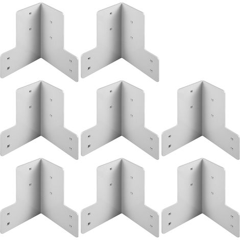 Équerre de Fixation Blanc 8 pcs, Équerre Assemblage en Acier Galvanisé, Renfort d'Angle Fixation Épaisseur de 4 mm Vis Équerre de Coin Support à Angle Droit Convient au Bois de 4x4 et 2x4pouces (1/5)