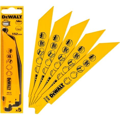 Dewalt DT2361-QZ Lama Sega Diritta BIM 152 mm 14TPI Metallo 5 Pezzi