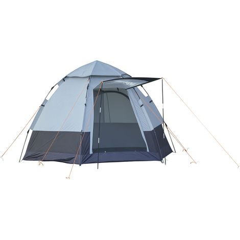 Tente de camping 2 places avec ouverture automatique et accessoires inclus, tente de voyage en acier, tissu Oxford et fibre de verre