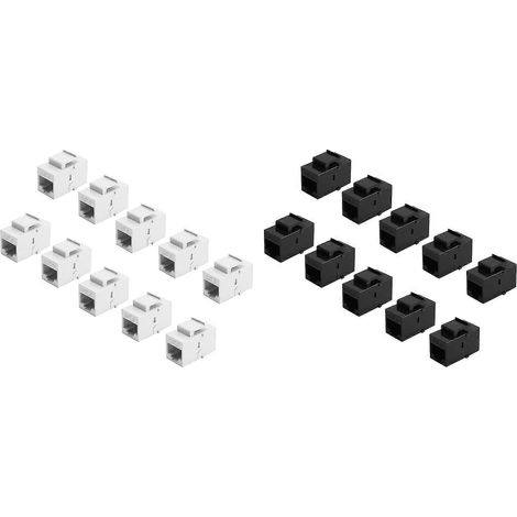 Lot de 20 connecteurs RJ45 Cat6 pour réseau Ethernet LAN, 10 noirs et 10 blancs (1/5)