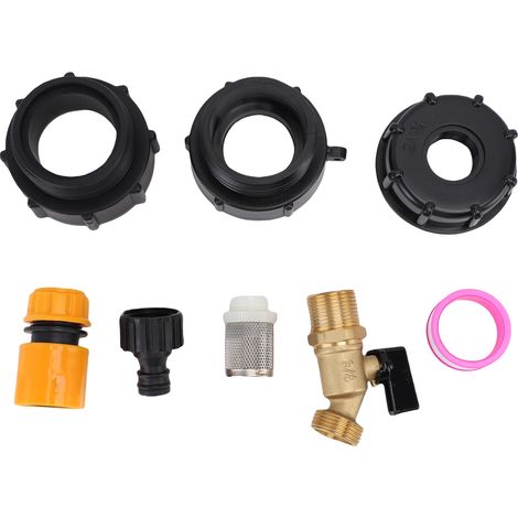 Adattatore per serbatoio IBC Rosvola, tubo flessibile da 62 mm con filettatura fine S60x6, raccordo per acqua, rubinetto in ottone. (1/5)