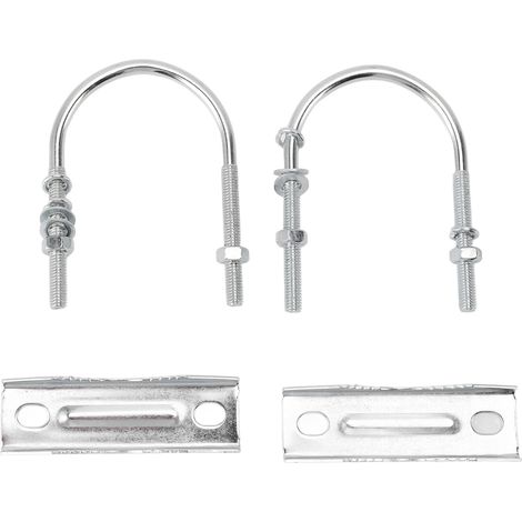 Kit de montaje de mástil de antena doble, bloque de mordaza en V de hierro con pernos en U, kit de soporte de montaje de mástil a mástil para antena exterior A (1/5)