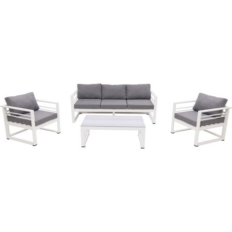 Set Salotto da Giardino Divano 3 Posti 2 Poltrone e Tavolino Leros Plus (1/3)
