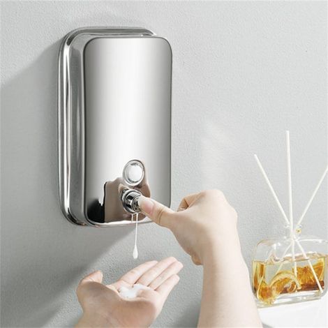 Dispenser di sapone liquido a parete in acciaio inox 304, manuale, 800 ml, 5x11x18,5 cm, contenitore per sapone, facile installazione (1/5)