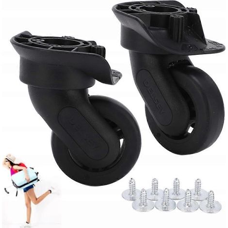 Lot de 2 roues noires pour valises et sacs.