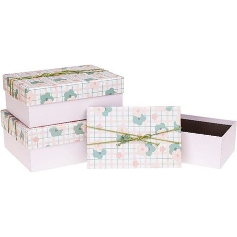 Confezione regalo con fiocco e 3 rosette di fiori