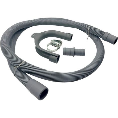 Tuyau d'évacuation pour lave-linge et lave-vaisselle de 1,5 m, compatible avec les raccords de 19 et 21 mm - rallonge avec coude, colliers de serrage et adaptateur - Convient à toutes les marques (1/5)