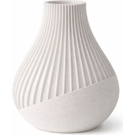 Vaso decorativo bianco, scanalato, stile moderno giapponese