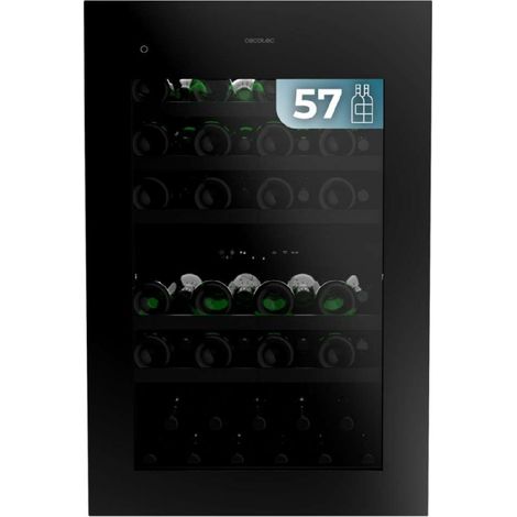 Cecotec Cave à vin encastrable 57 bouteilles Bolero GrandSommelier Duo 57000 Touch Matt Black Compressor. Dimensions de 88