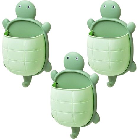 Lot De 3 Porte-brosses À Dents en Forme De Tortue Mignonne, Organisateur De Rangement Mural pour Salle De Bain, Étagère Murale Multifonctionnelle avec Crochet pour Le Rangement (1/5)