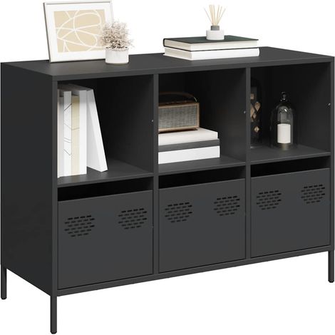 Sideboard Schwarz 101,5x39x73,5 cm Kaltgewalzter Stahl