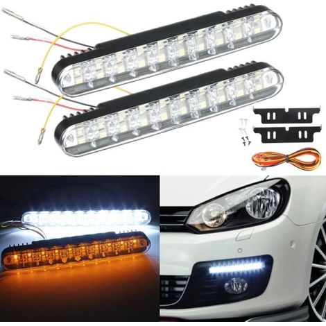 2x 12W 30 LED Clignotant Lampe Jour Voiture Lumière Blanc Jaune (1/3)