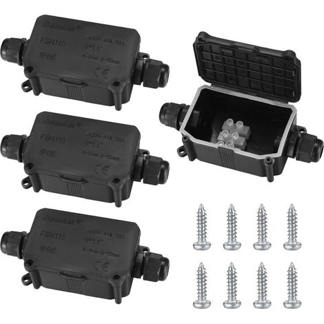 4-teilige IP66-wasserdichte Anschlussdose, wasserdichte Anschlussdose für den Außenbereich, 2-Wege-Kabelverbinder mit PG9-Anschlüssen für Kabel mit Ø 3–8 mm und Ø 6–10 mm Durchmesser (1/4)