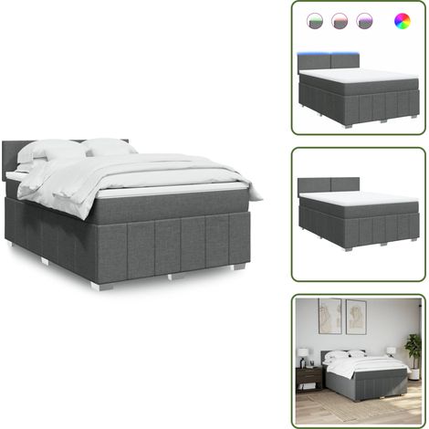 The Living Store Giroletto a Molle con Materasso Grigio Scuro 160x200 cm Tessuto - Materasso a molle insacchettate